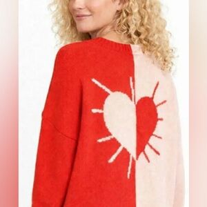 Kerri Rosenthal Radiant Heart Colorblock V-Neck Sweater
